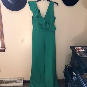 Green ruffle jumpsuit from boutique